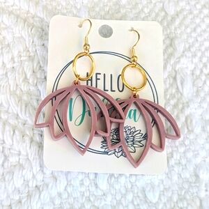 Matte Rose Pink Lotus Earrings!